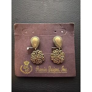 Premier Designs Tourino Gold Plated Pierced/Clip On Dangle Earrings - NEW